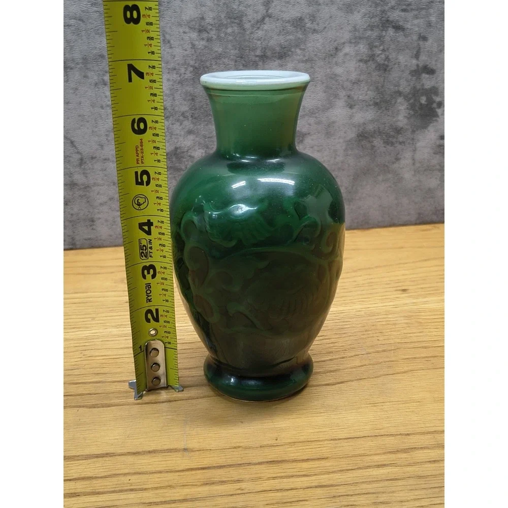 Avon Vase Vintage Jade Green Cased Glass  Spring Bouquet Fragranced